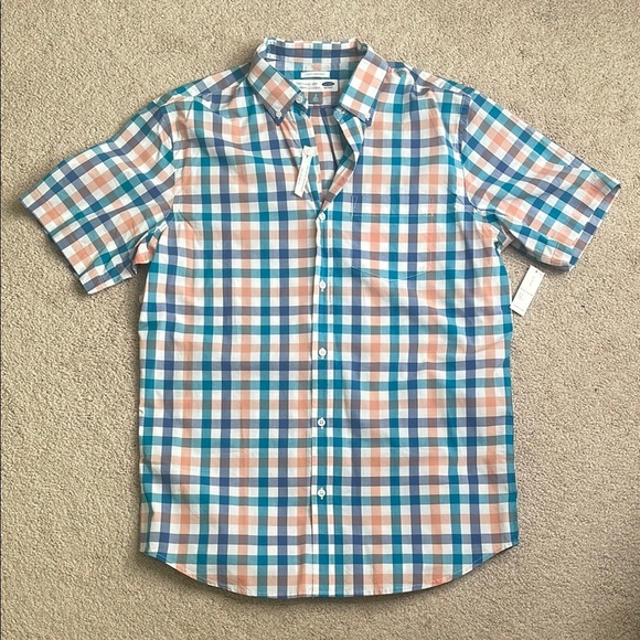 Old Navy Other - NWT Old Navy Casual Blue and Orange Plaid Shirt (Size; Large Tall)